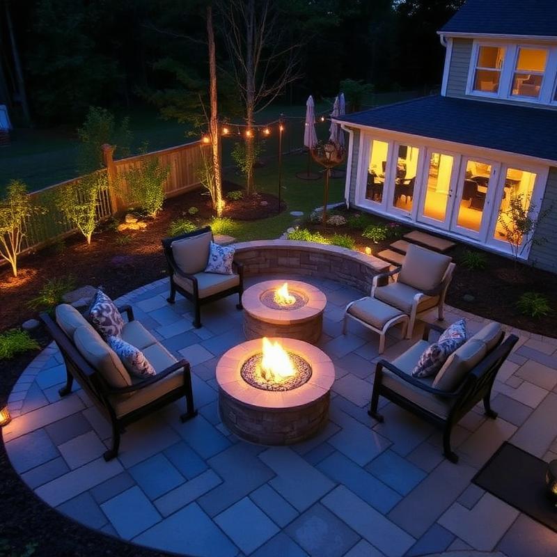 Backyard patio with fire pit